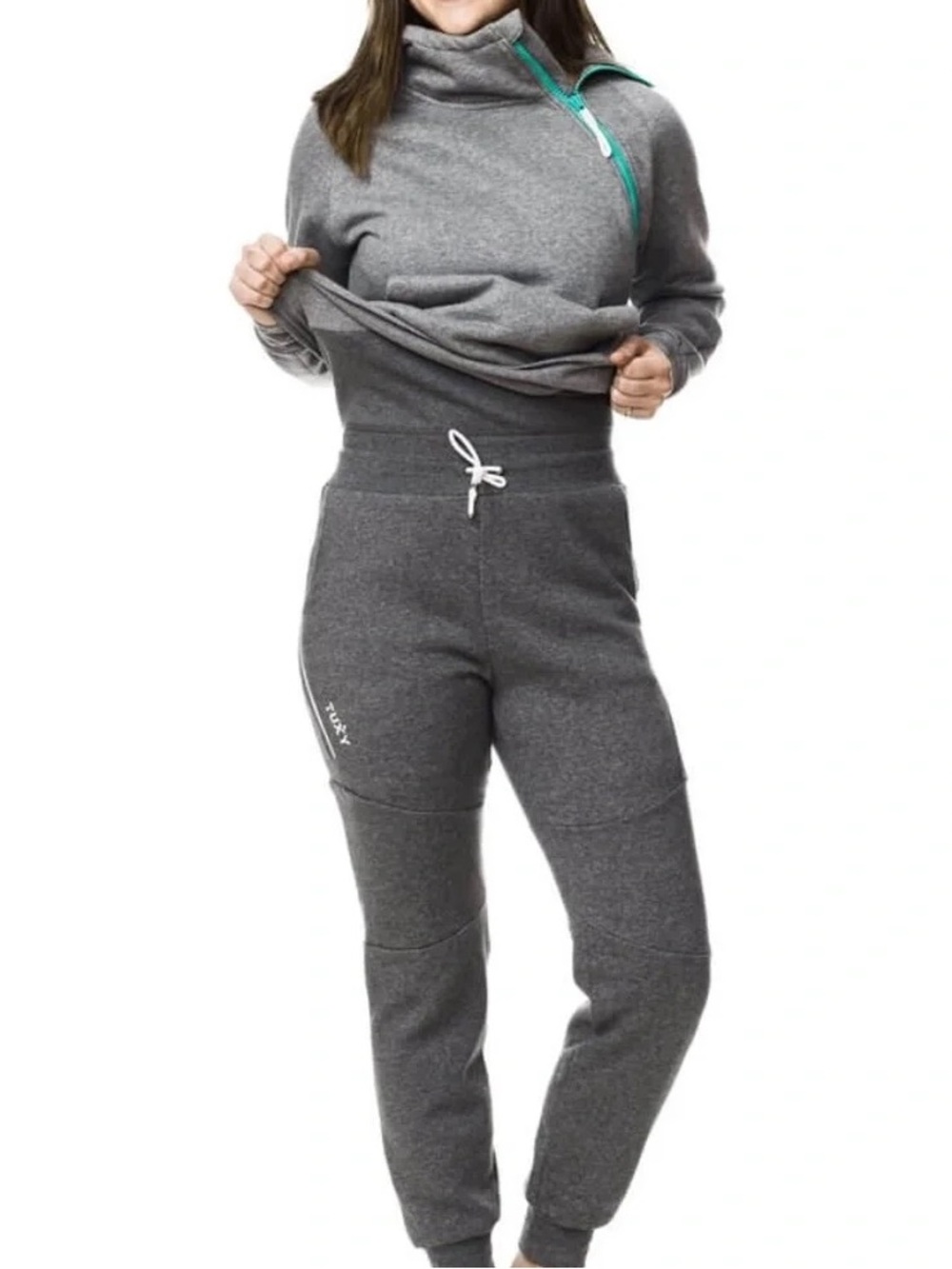 Tuxy Hybrid Hoodie Jumpsuit Gray Fleece Lined One Piece Women’s Medium